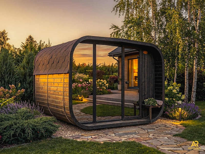 Luxe 3 Black Edition – 2-Room Mirror Glass LUX Sauna